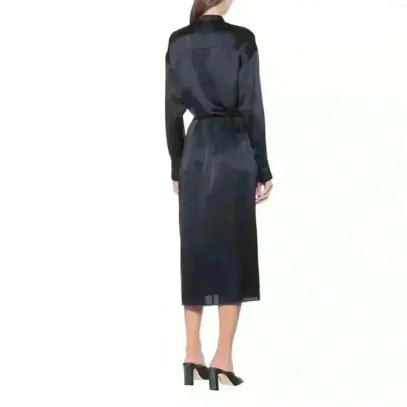 Vince Silk Charmeuse Long-Sleeve Wrap Dress In Baltic (Navy) Small EUC! - Picture 6 of 16